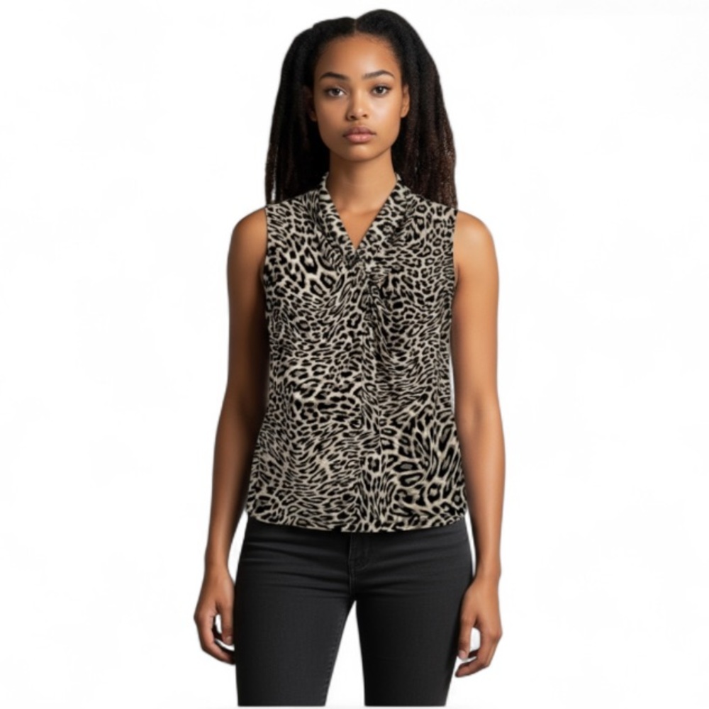 Calvin Klein Women's Leopard Print Sleeveless Top Size Large